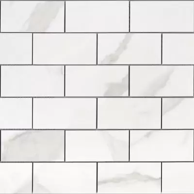 Мозаика LeeDo - Marble Porcelain Calacatta POL 29,8x29,8 см (чип 48х98х10 мм), полированный керамогранит (Calacatta POL мозаика 48х98)