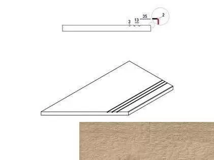 Декор керамогранит Italon Natural Life Wood X2 Олив Бортик 30x60 Грип Левый