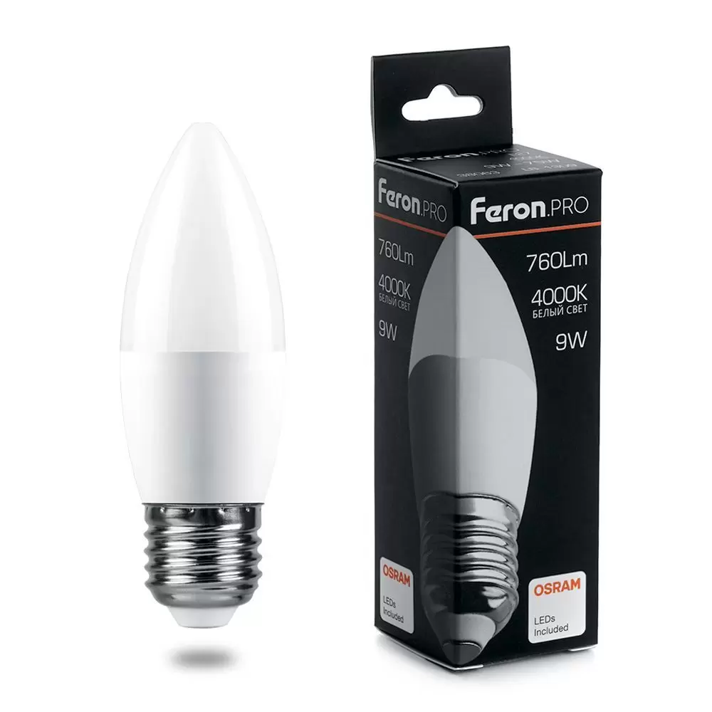 Лампа светодиодная Feron.PRO LB-1307 Свеча E27 7.5W 6400K OSRAM LED 38058