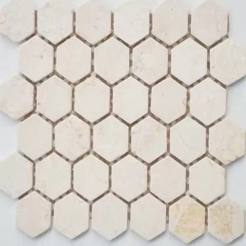 Мозаика Caramelle Mosaic Pietrine Hexagonal Botticino MAT hex