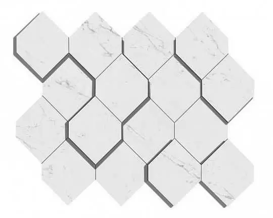 Мозаика Atlas Concorde Italy Marvel Stone Carrara Pure Mosaico Esagono 3D