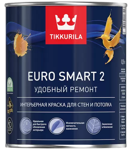 Краска интерьерная Tikkurila Euro Smart 2 база А 0,9 л