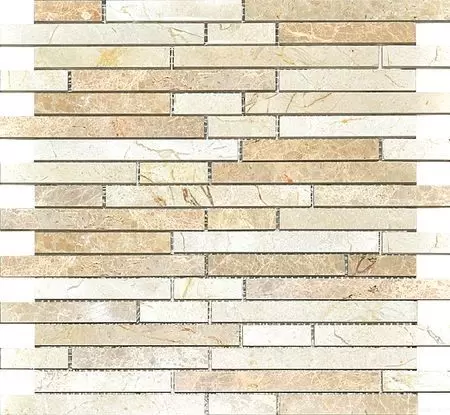 Мозаика CV20083 Natural Stone CV20083 Strips Mix Polished Light Emperador+Crema Marfil 30,5x30,5