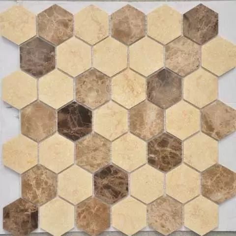 Мозаика Caramelle Mosaic Pietrine Hexagonal Pietra Mix 1 MAT hex