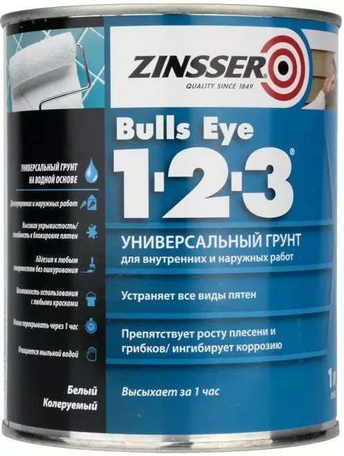 Грунт универсальный Zinsser Bulls Eye 1-2-3 пятноустраняющий 3,78 л
