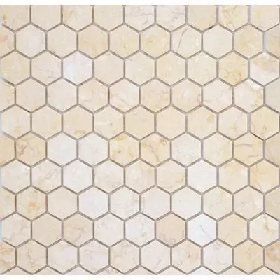 Мозаика LeeDo - Pietrine Hexagonal Botticino матовая 29,5x30,5х0,6 см (чип 18х30х6 мм) (Botticino MAT hex 18x30x6)
