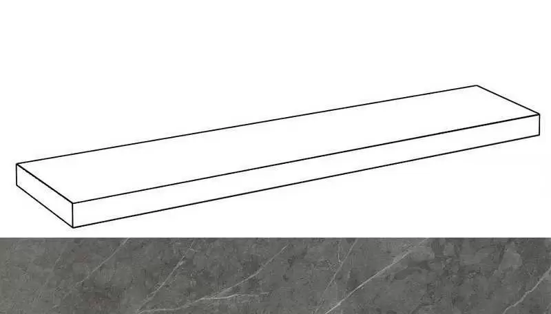 Ступень Italon Charme Evo Floor Project Антрачит 80 Угловая Левая Натуральная
