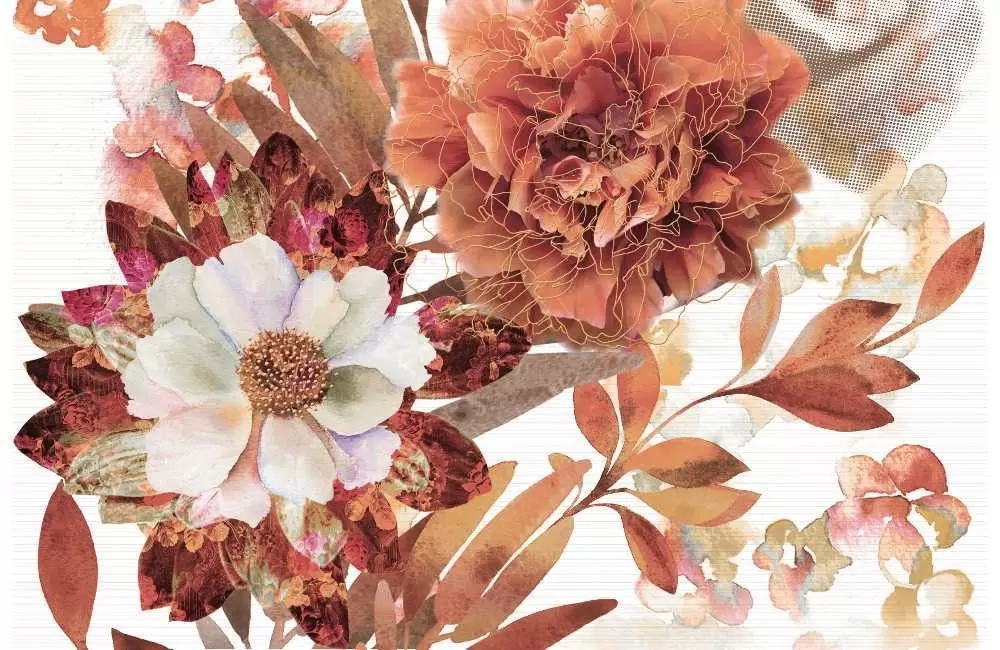 Панно настенное Absolut Keramika Aure savage marron Flowers 02 комплект из 2х шт.