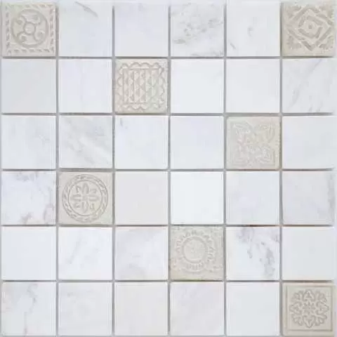 Мозаика Caramelle Mosaic Art Stone Dolomiti bianco MAT 48x48x8