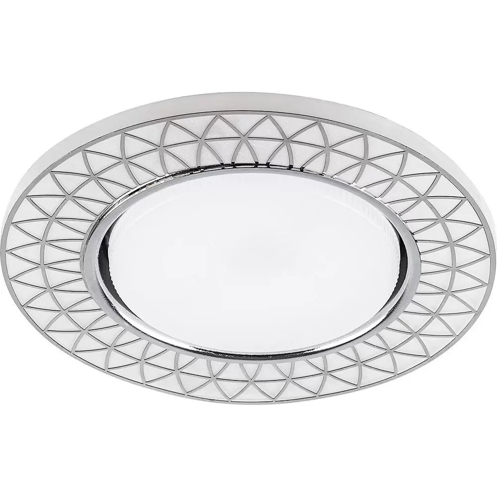 Светильник встраиваемый Feron CD9914 с белой LED подсветкой GX53 матовый белый хром