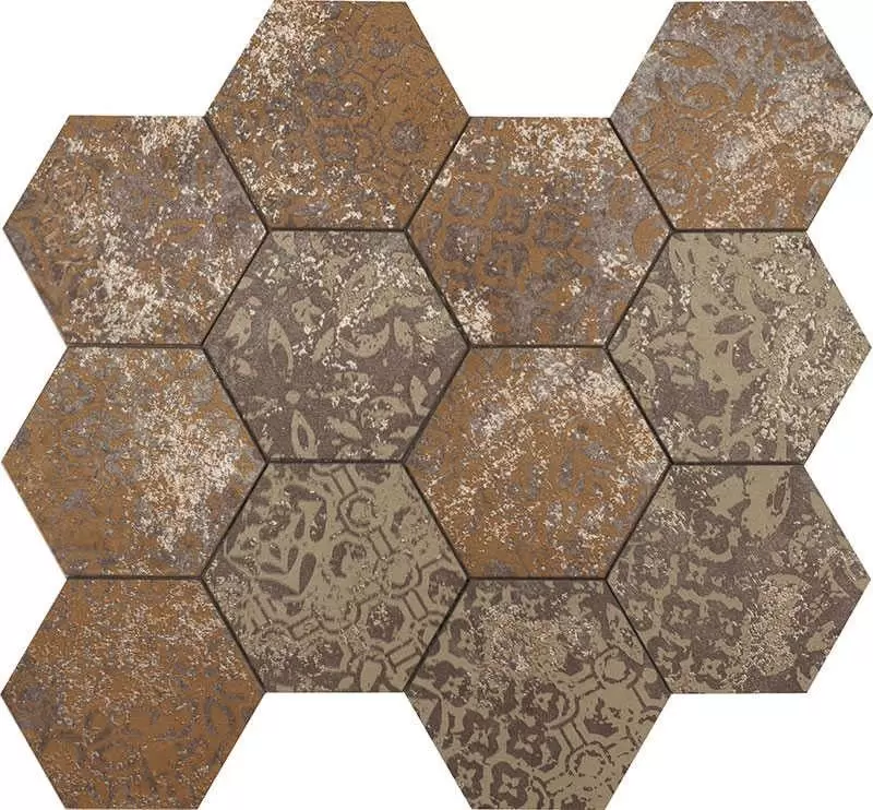 Декор керамогранит Supergres Ceramiche Remake Mosaico Esagona Dek Bronze RT